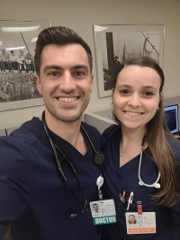 Here is me and my wife, a pediatric resident, also a graduate of LF3, together at HUMC during our residency.
