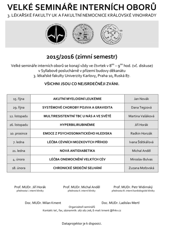 Program Velkých seminářů interních oborů na zimní semestr 2015/2016