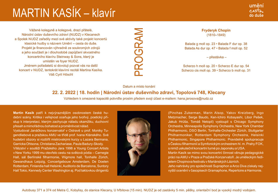 Program koncertu Martina Kasíka
